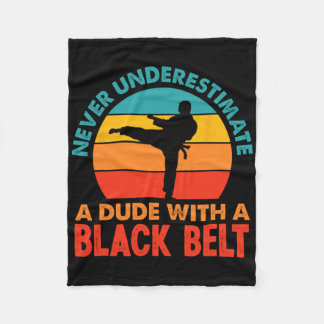 Couverture Polaire Retro Martial Arts Black Belt Karaté