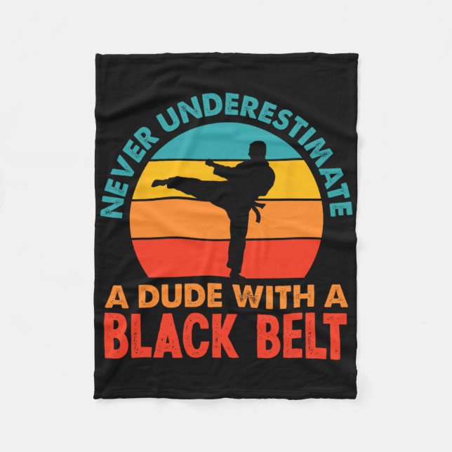 Couverture Polaire Retro Martial Arts Black Belt Karaté (Devant)