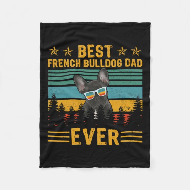 Couverture Polaire Retro Meilleur Français Bulldog Papa Jamais Chien  (Devant)
