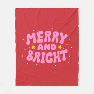 Couverture Polaire Retro Merry et Bright Holiday Design