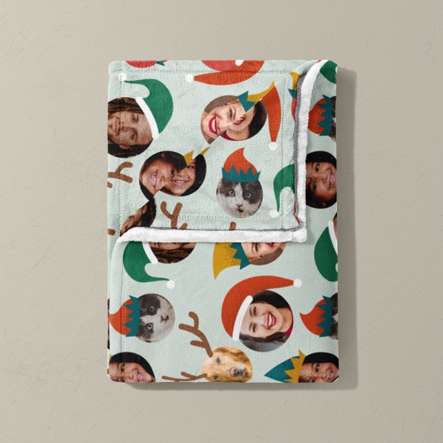 Couverture Polaire Retro Mint Silly Christmas Crew Six Photos (Christmas Crew fleece blanket in retro mint
)