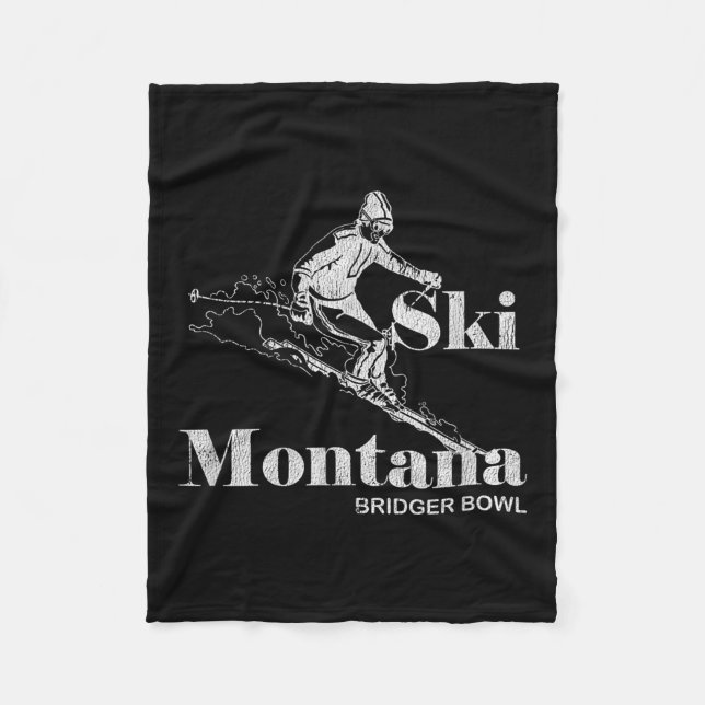 Couverture Polaire Retro Montana Bridger Bowl Skiing Tee (Devant)