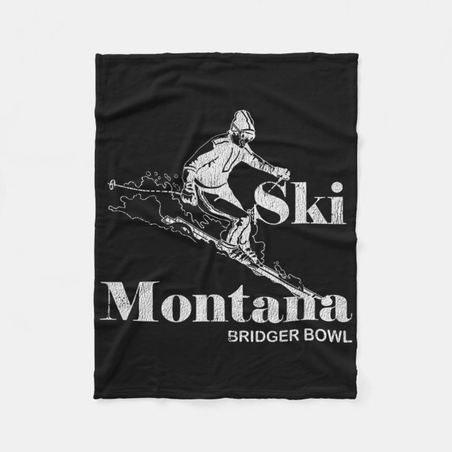 Couverture Polaire Retro Montana Bridger Bowl Skiing Tee (Devant)