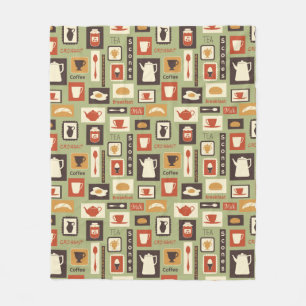 Couverture Polaire Rétro motif avec des plats de cuisine pour le
