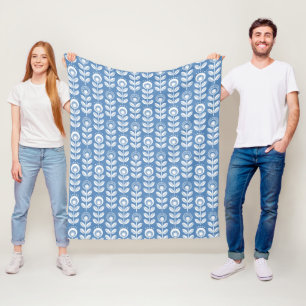 Couverture Polaire Rétro motif bleu scandinave