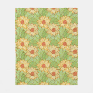 Couverture Polaire Rétro motif de magnolia