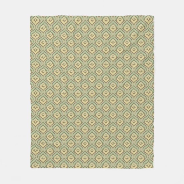 Couverture Polaire Rétro motif vert et jaune vintage (Devant)