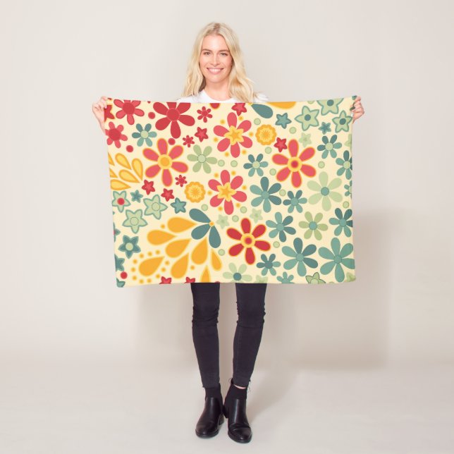 Couverture Polaire Retro. Motifs floraux (En situation)