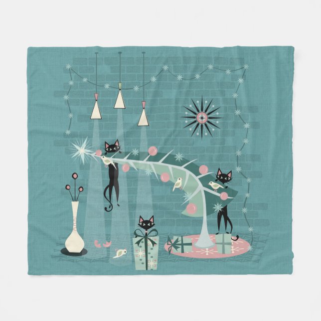 Couverture Polaire Retro Naughty Noël © studioxtine (Devant (Horizontal))