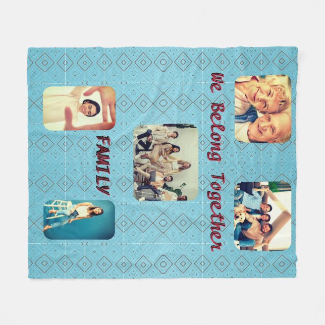 Couverture Polaire Retro Photo Soft Blue Diamond Motif (Devant (Horizontal))