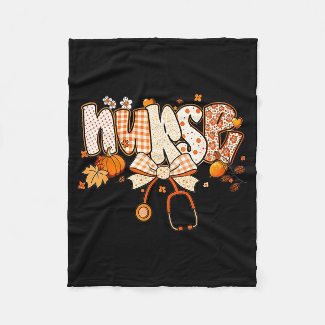 Couverture Polaire Retro Pumpkin Nurse Life Stethoscope Fall Autumn F (Devant)