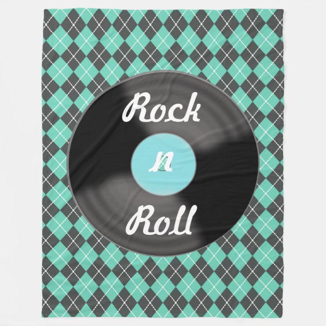 Couverture Polaire Retro Rock n Roll Record Fleece Blanket Cadeau (Devant)