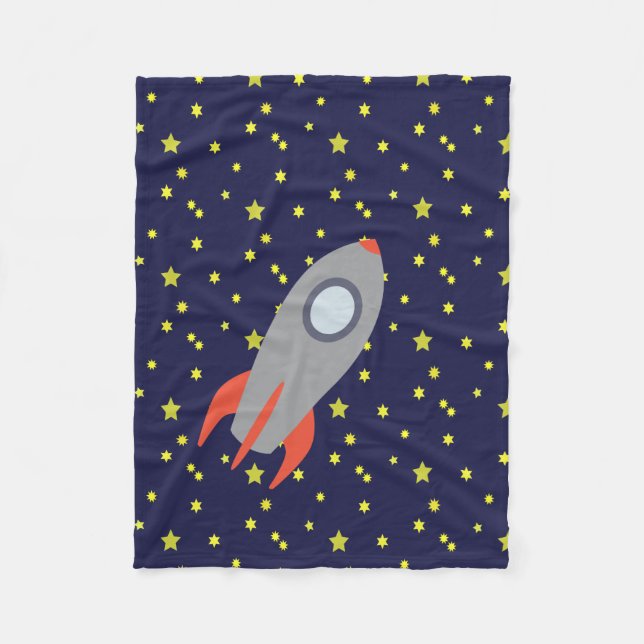 Couverture Polaire Retro Rocket Ship avec Arrière - plan Motif étoile (Devant)