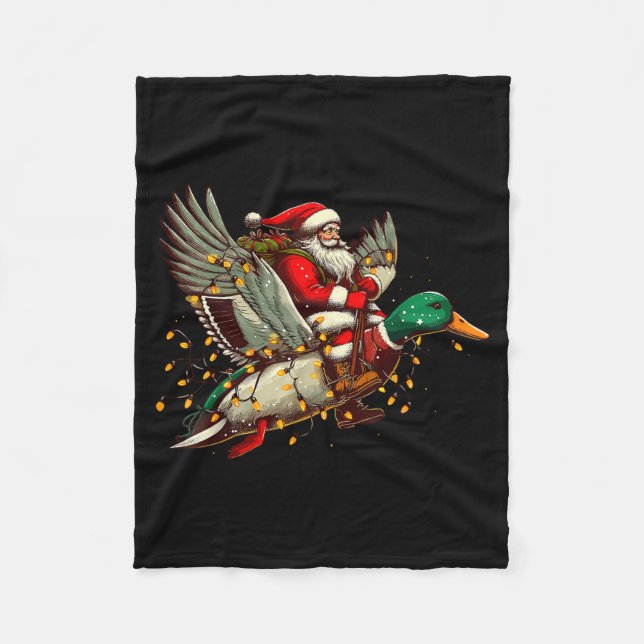 Couverture Polaire Retro Santa Mallard Duck Christmas Hunting Season  (Devant)
