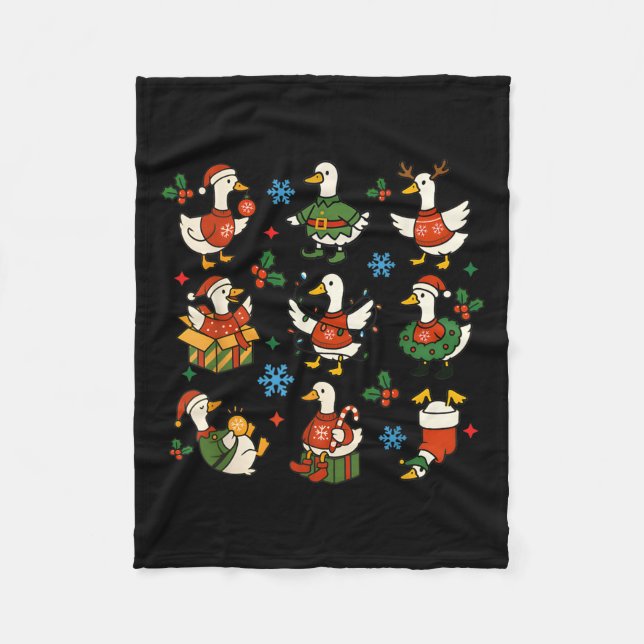 Couverture Polaire Retro Silly Goose Santa Christmas Cute Merry Goose (Devant)