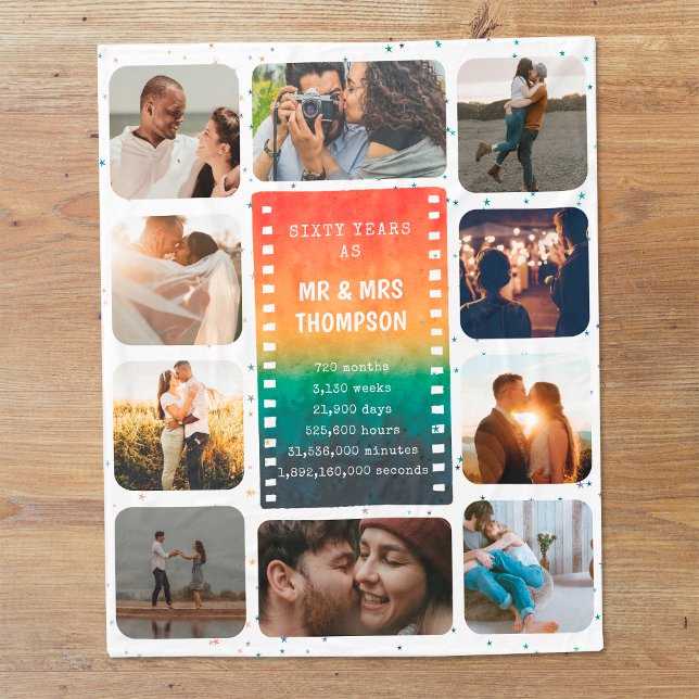 Couverture Polaire Retro Sunset Photo M. et Mme 60e anniversaire (Créateur téléchargé)