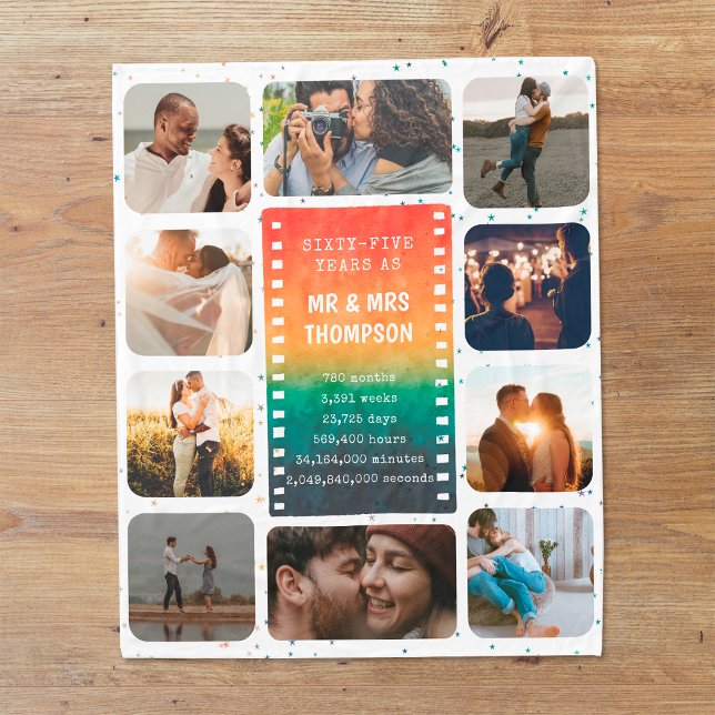 Couverture Polaire Retro Sunset Photo Mr and Mrs 65th Anniversary (Créateur téléchargé)