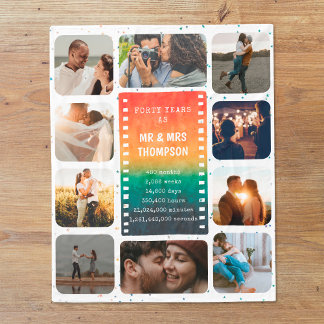 Couverture Polaire Retro Sunset Photo Mr et Mme 40th Anniversary