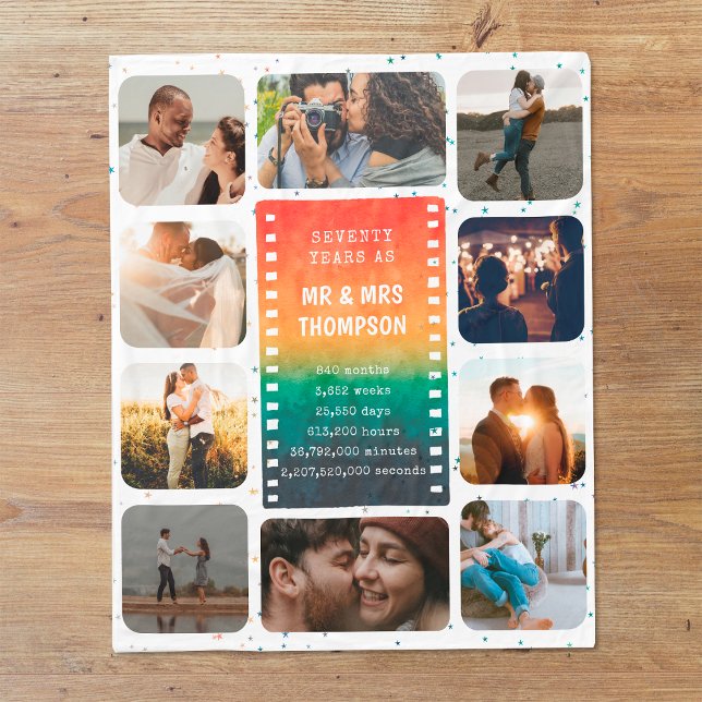 Couverture Polaire Retro Sunset Photo Mr et Mme 70th Anniversary (Créateur téléchargé)