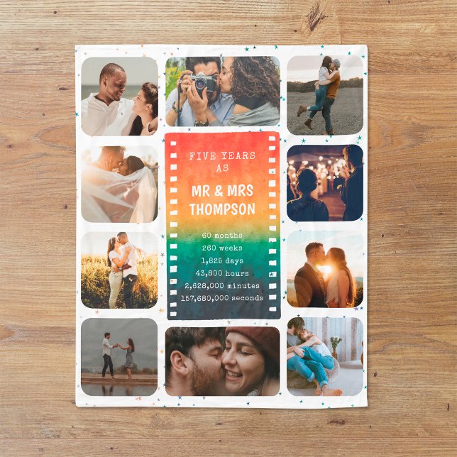 Couverture Polaire Retro Sunset Photo Mr et Mrs 5th Anniversary (Créateur téléchargé)