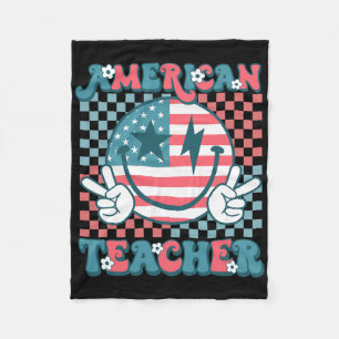 Couverture Polaire Retro Super Quatrième 4 juillet Smile American Tea