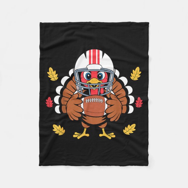 Couverture Polaire Retro Thanksgiving Turkey Football Toddler Boys Ki (Devant)