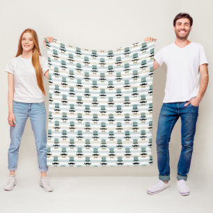 Couverture Polaire Retro Top Chapeau Moustache Motif de la bande