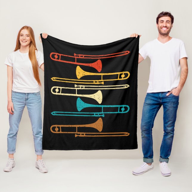 Couverture Polaire Retro Trombone - Jazz (En situation)