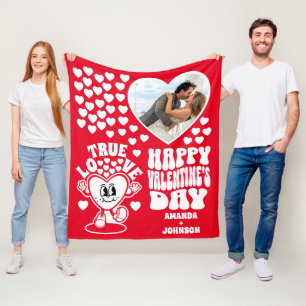 Couverture Polaire Retro True Love Heart Red Valentine's Day Photo