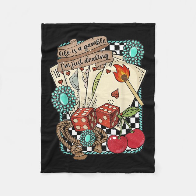 Couverture Polaire Retro Turquoise Western Wild West Cowboy Cowgirl  (Devant)