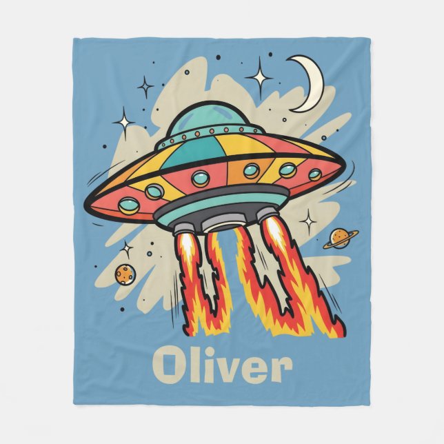 Couverture Polaire Retro UFO Flying Saucer Alien Spaceship (Devant)