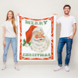 Couverture Polaire Rétro Vintage Jolly Santa Claus de Christmas<br><div class="desc">Une couverture avec une photo festive rétro. Le vieux Père Noël Jolly avec ses joues rousses et son sourire chaleureux et amical. Un peu de nostalgie de l'ancienne école pour les vieux temps,  cette image rappelle les souvenirs des célébrations du passé de Noël.</div>
