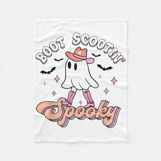 Couverture Polaire Retro Western Halloween Cute Ghost Funny Boot Scoo (Devant)