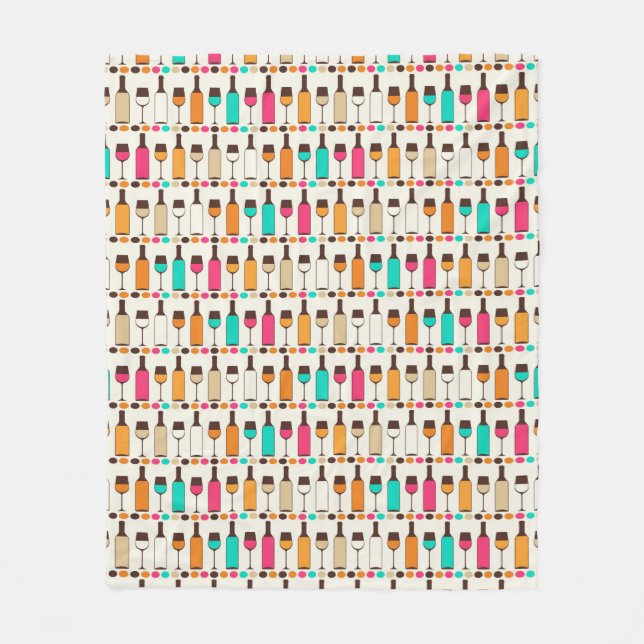 Couverture Polaire Rétros bouteilles et verres de vin (Devant)