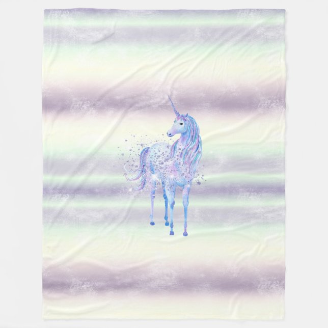 Couverture Polaire Rêve de Parties scintillant de la licorne blanche  (Devant)