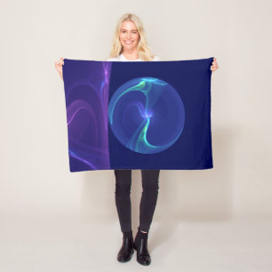 Couverture Polaire Rêve Violet Bleu Lumineux Art Fractal Abstrait