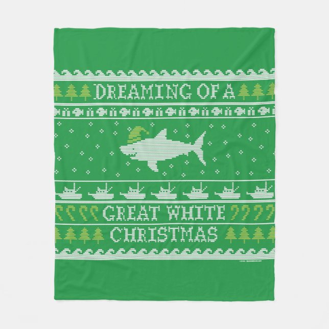 Couverture Polaire Rêver D'Un Grand Chandail Laide Vert Requin Blanc (Devant)