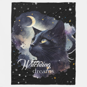 Couverture Polaire Rêves de cuisine Chat noir et étoiles