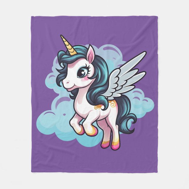 Couverture Polaire 🌈 "Rêves enchantés" Unicorn Fleece Blanket 🦄 (Devant)