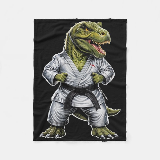 Couverture Polaire Rex Arts Martiaux Dinosaure Karaté Jiu-jitsu Ninja (Devant)