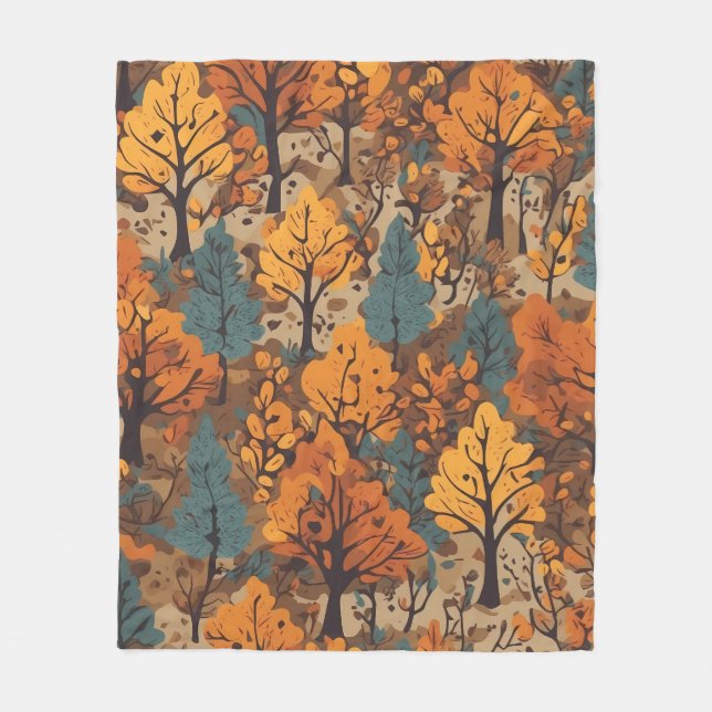 Couverture Polaire Rhapsodie bohème parmi les arbres d'automne (Devant)