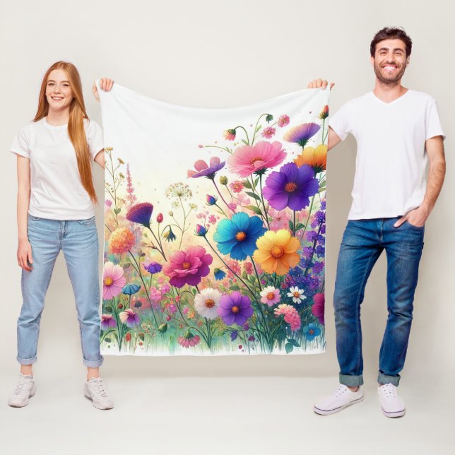 Couverture Polaire Rhapsodie de fleurs sauvages (En situation)
