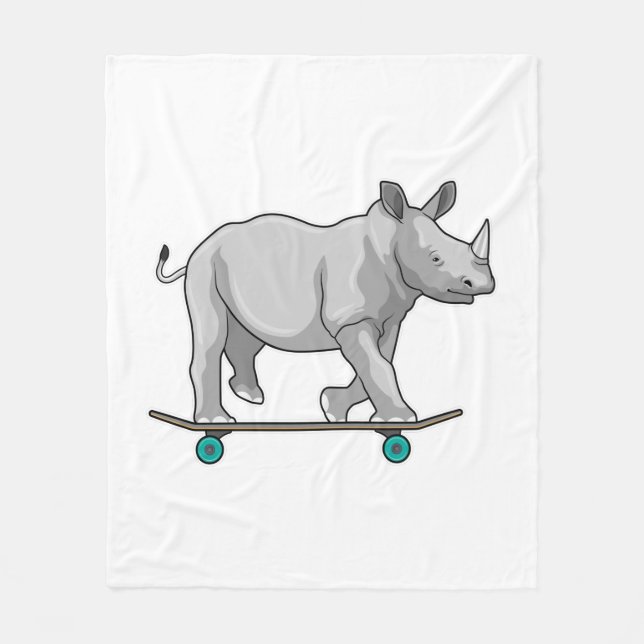 Couverture Polaire Rhino en patinage avec skateboard (Devant)