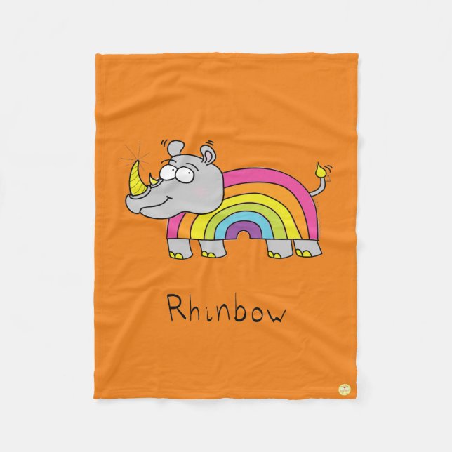 Couverture Polaire Rhino Rainbow Cute Kids Rhinoceros (Devant)