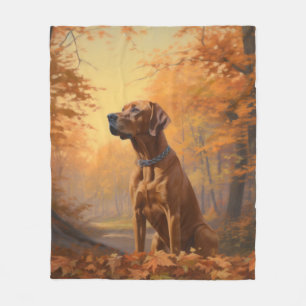 Couverture Polaire Rhodesian Ridgeback à l'automne Feuilles automne I