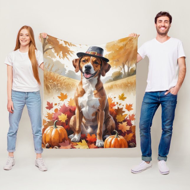 Couverture Polaire Rhodesian Ridgeback Autumn quitte Thanksgiving Art (En situation)