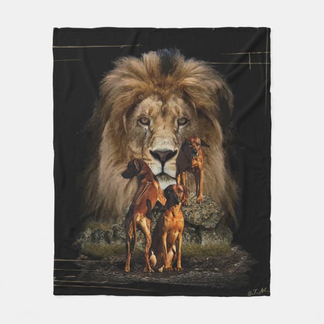 Couverture Polaire Rhodesian Ridgeback avec Lion (Devant)