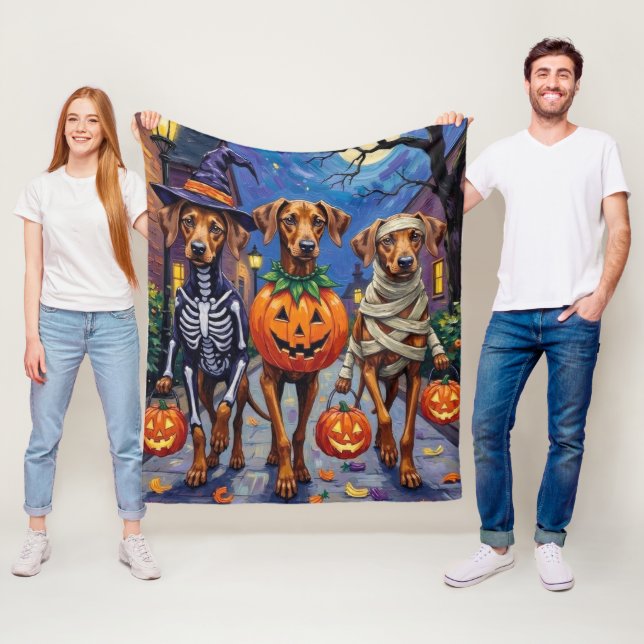 Couverture Polaire Rhodesian Ridgeback en costumes d'Halloween (En situation)