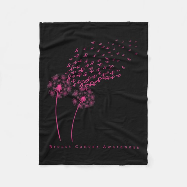 Couverture Polaire Ribbon Dandelion Foi Espoir Amour Cancer du sein (Devant)