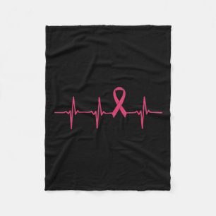 Couverture Polaire Ribbon Heartbeat Cadeau de sensibilisation au canc